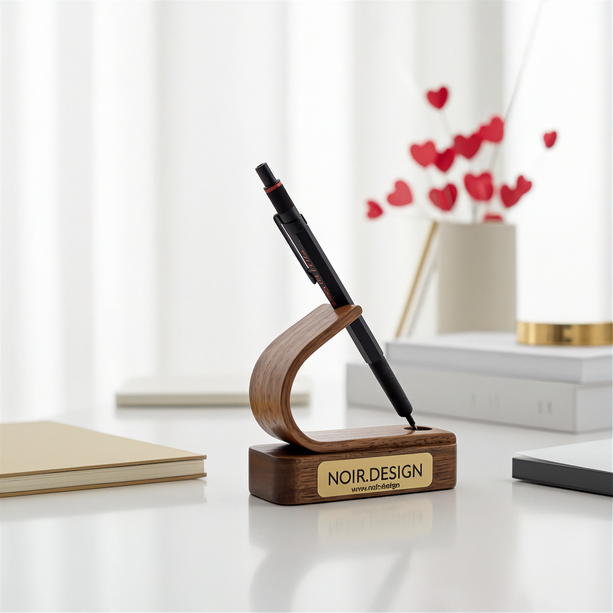Luxury walnut pen stand