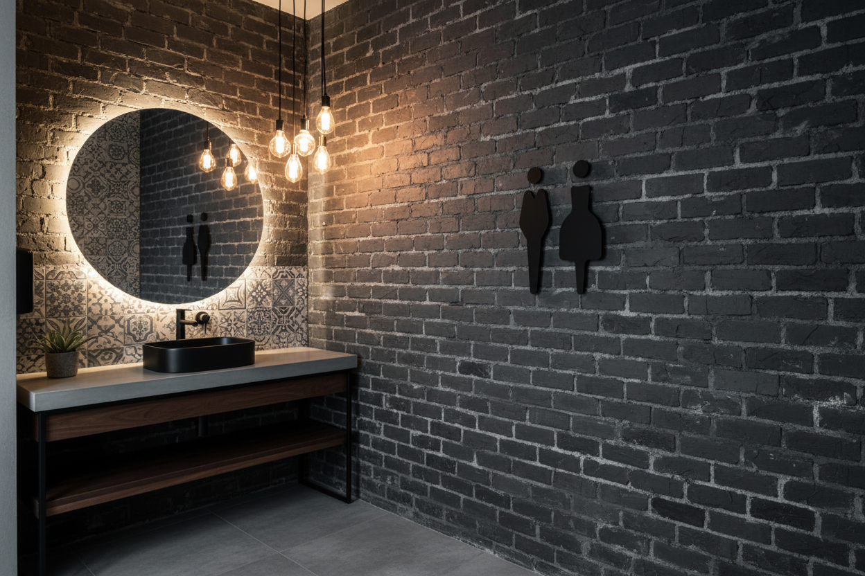 Restaurant restroom toilet sign