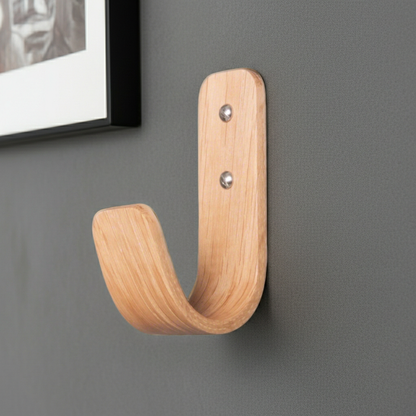 Curved Hardwood Wall Coat Hooks  - Oak