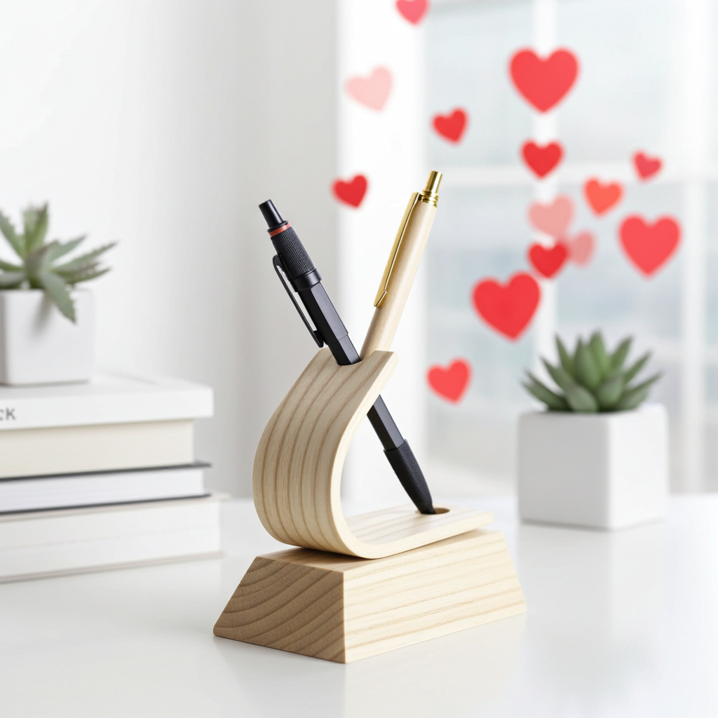 Handcrafted Ash Pen Holder | Premium Wooden Pen Display Stand