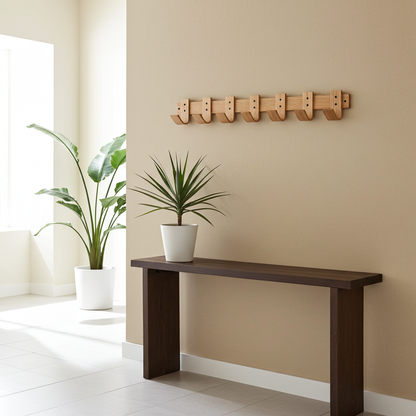 Spring Oak Coat Rack - 5 Hook Wall Mount