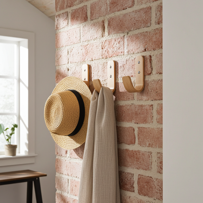 Curved Hardwood Wall Coat Hooks  - Oak
