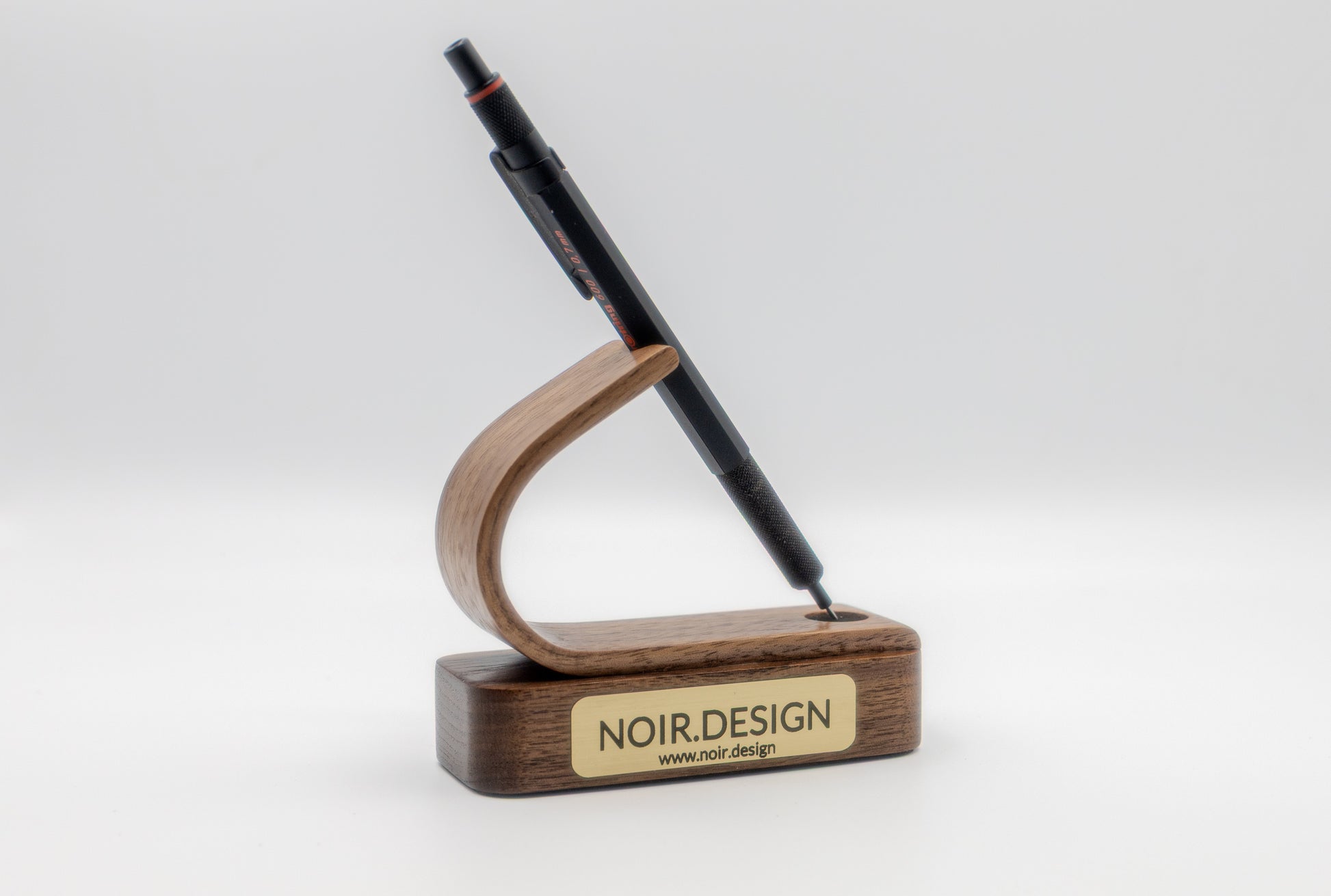 pen stand angled to highlight polished finish