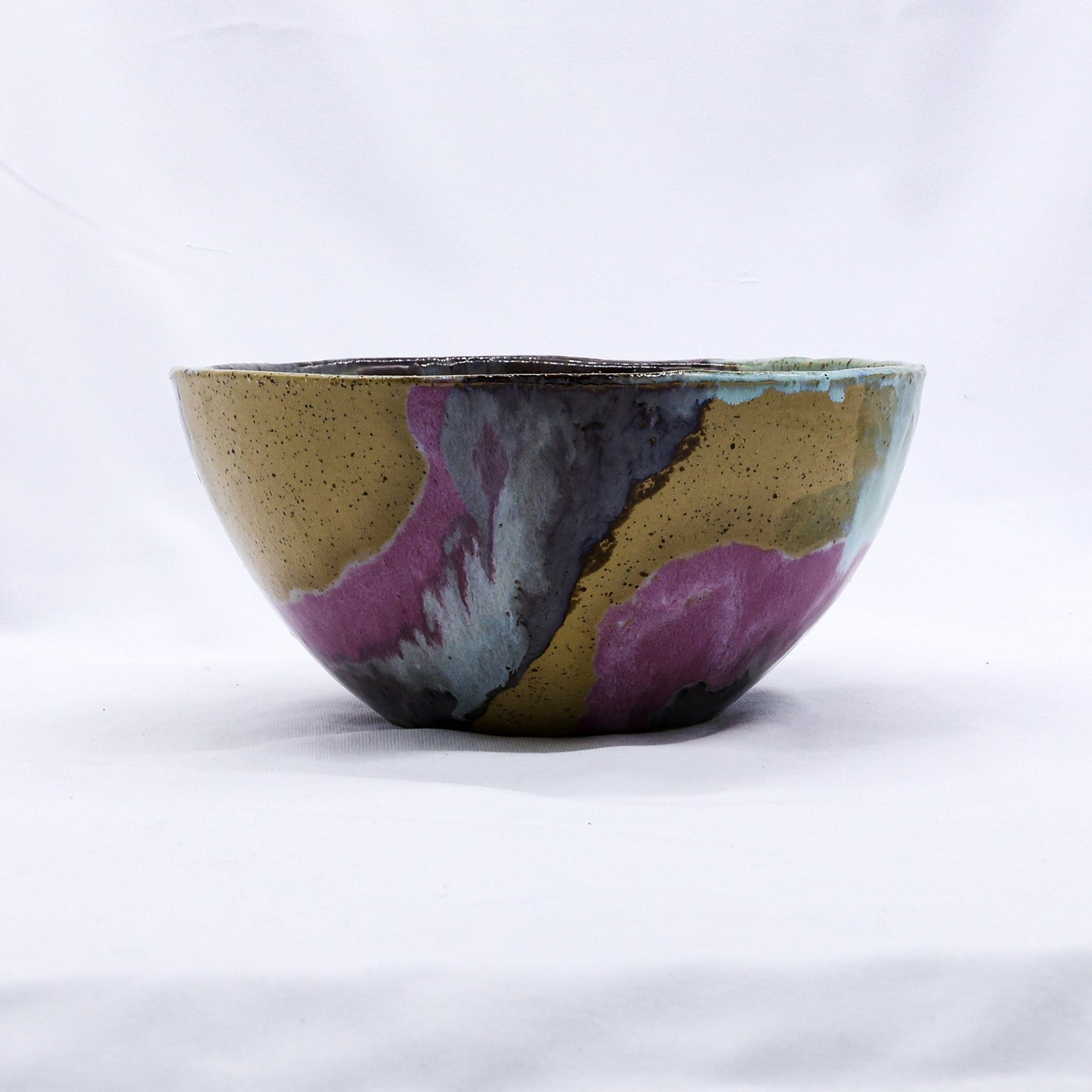 Large Mauve Coast Bloom Handmade Ceramic Stoneware Dinner Bowl