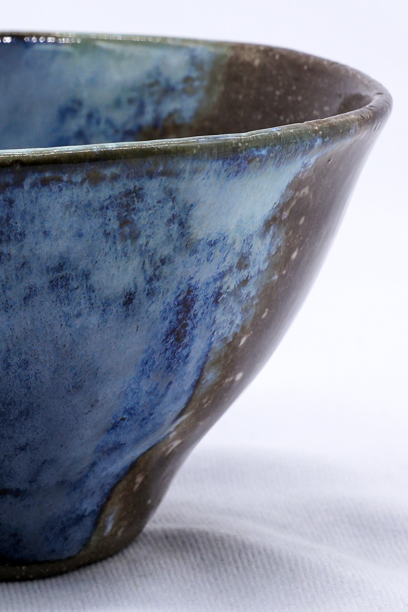 Small Smoked Grey Tidal Blue Wash Handmade Ceramic Stoneware Dinner Bowl