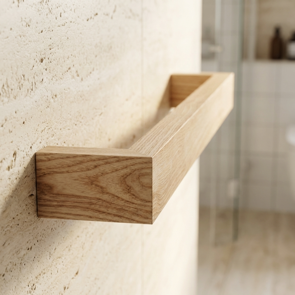 Ash wall-mounted towel rack with keyhole fitting