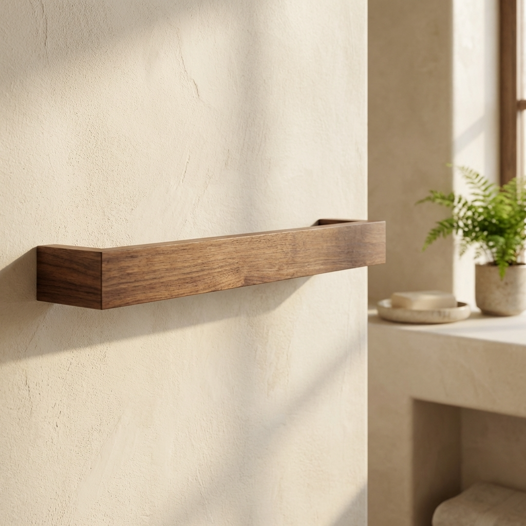 Compact black walnut towel rack for small bathroom spaces