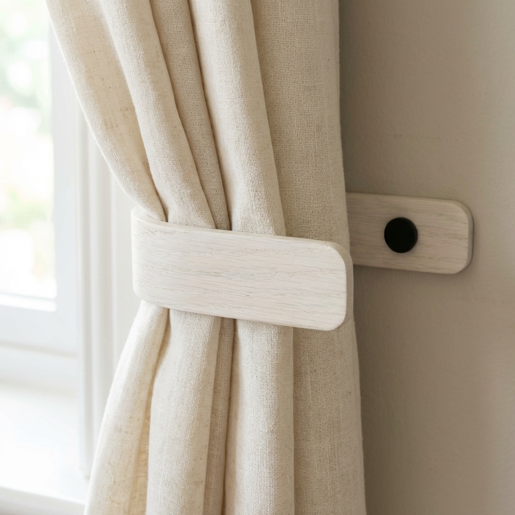Designer White Curtain Holdbacks | Black | Pack of 2