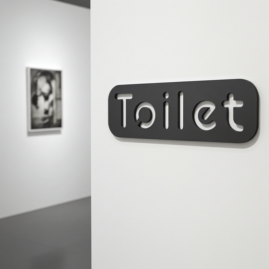 Toilet Sign | Black Stone Acrylic | Waterproof Door Sign