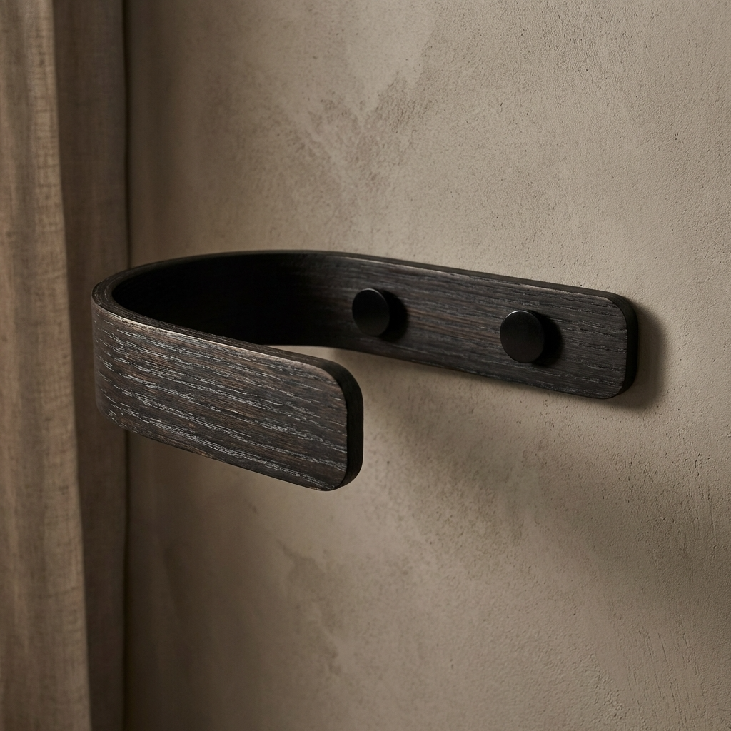 solid oak curtain holdbacks black finish