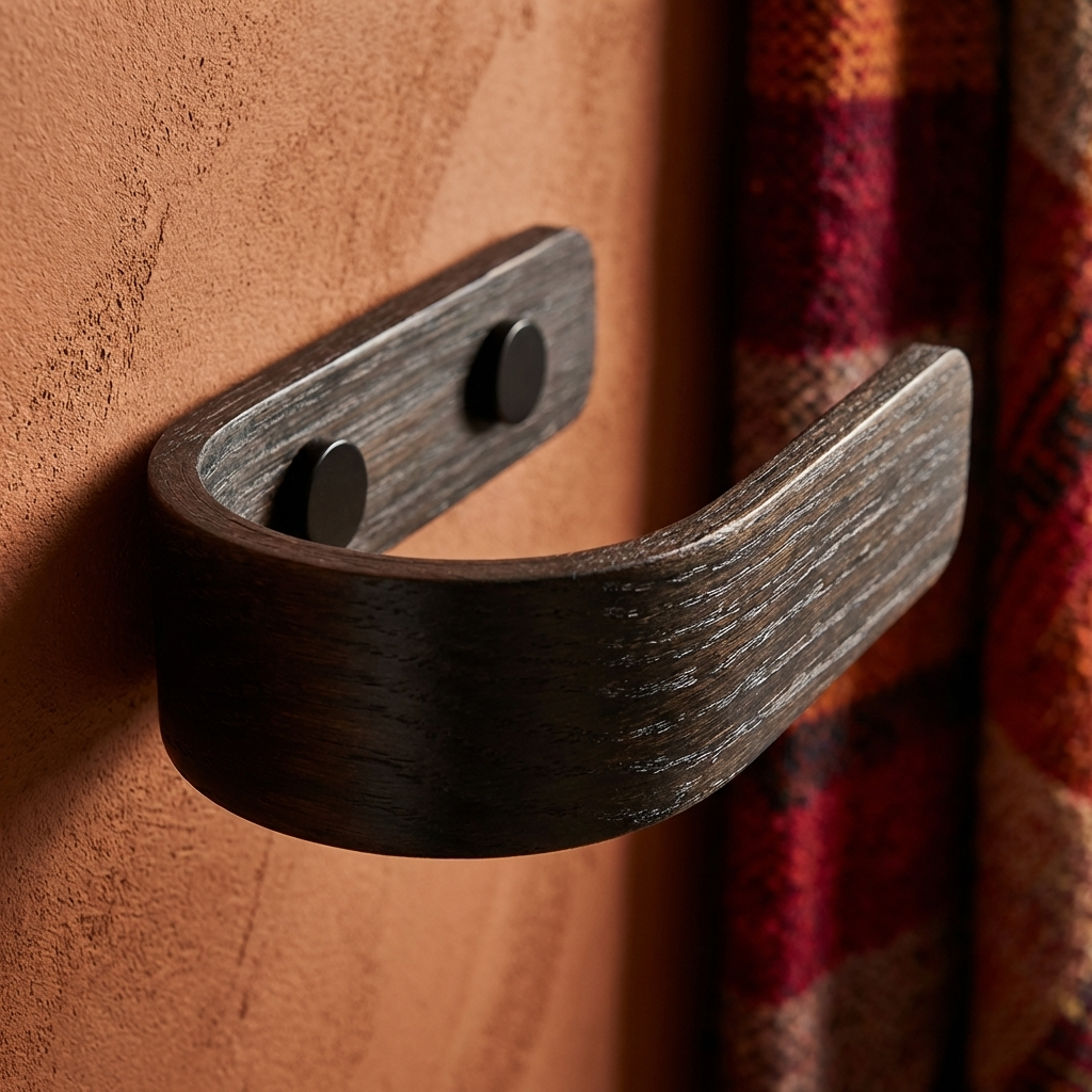 solid oak black curtain holdbacks
