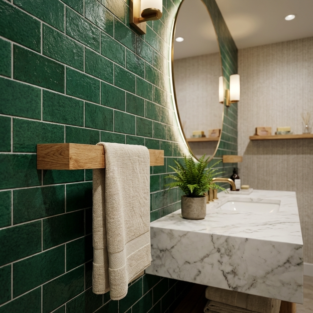 Slimline oak towel rail, contemporary minimalist design, durable and elegant