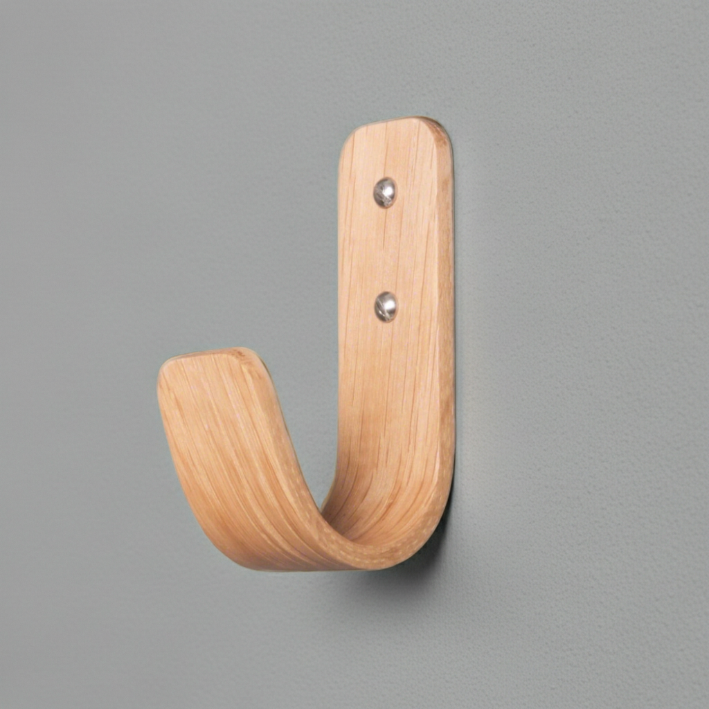 Curved Hardwood Wall Coat Hooks  - Oak