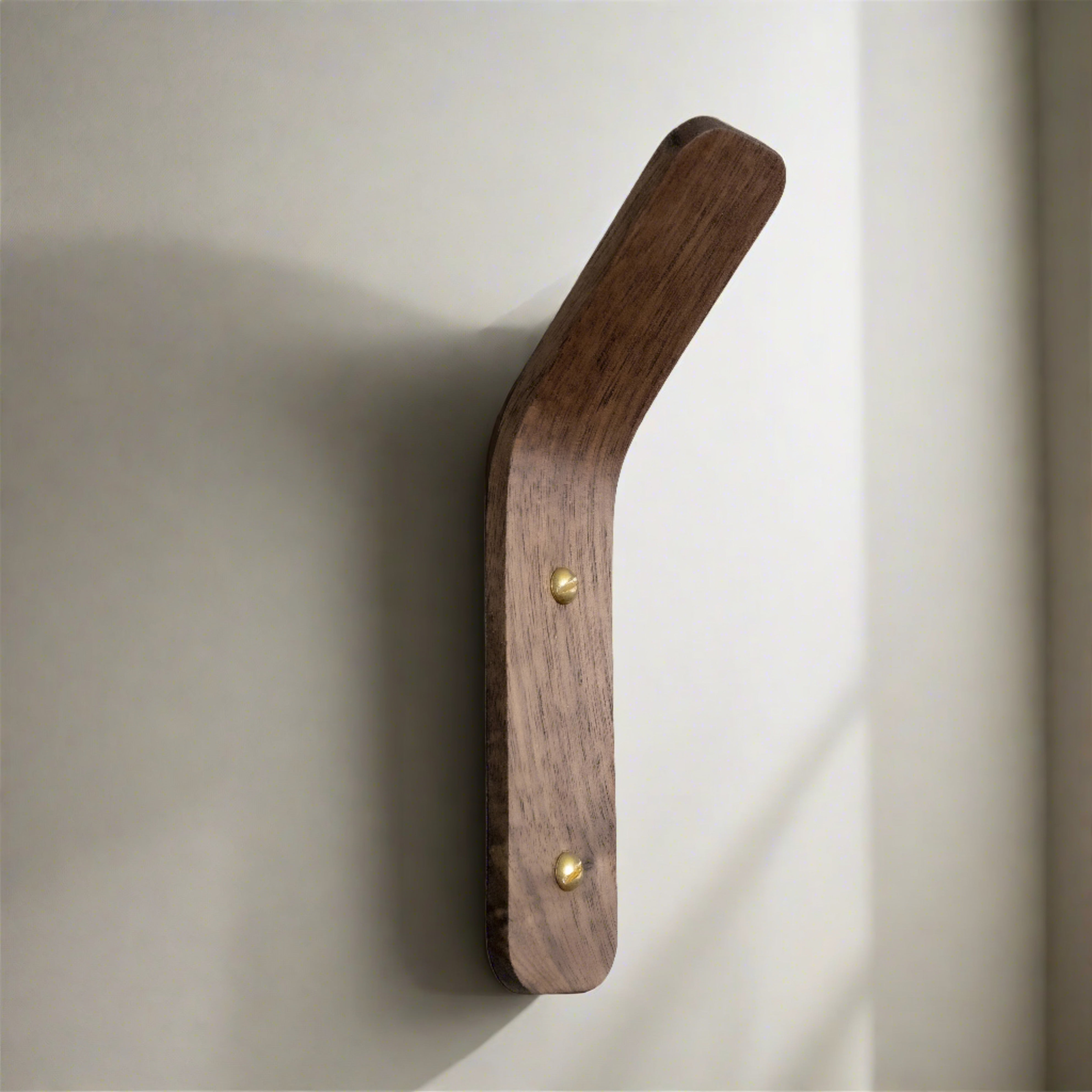Walnut Coat Hooks Tordu | Curved Scandinavian Coat Hooks | Heavy Duty 7kg | UK Made