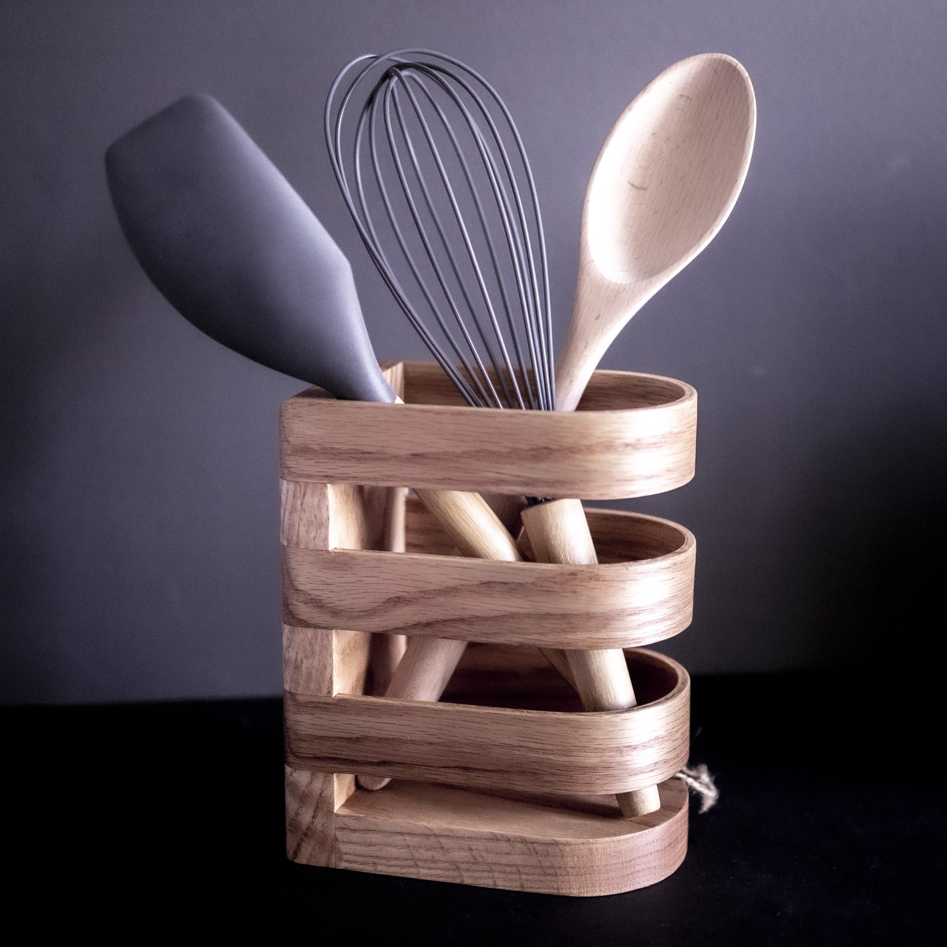 Kitchen Utensil Holder | Solid Oak | Lux